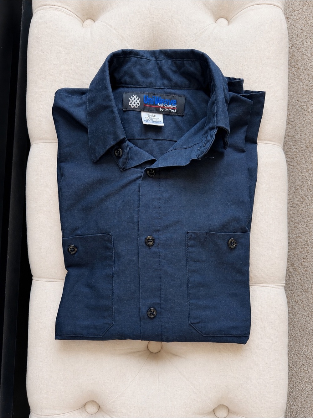 Vintage Y2K UniFirst UniWeave Soft Comfort Men's Work Shirt, Navy Blue, Size S